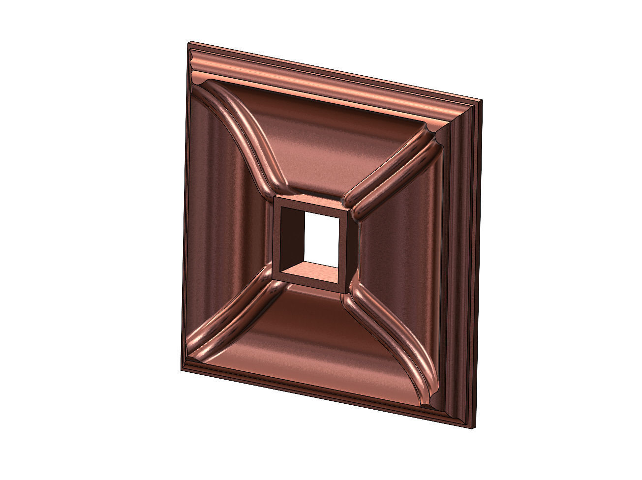 Double dome ribs square ceiling medallion rosette relief 3D print model_13