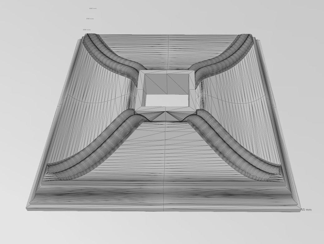 Double dome ribs square ceiling medallion rosette relief 3D print model_17