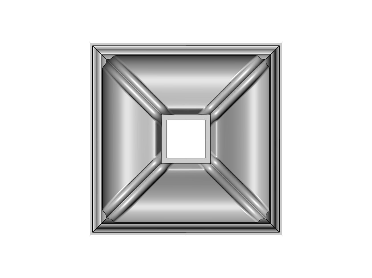 Double dome ribs square ceiling medallion rosette relief 3D print model_1
