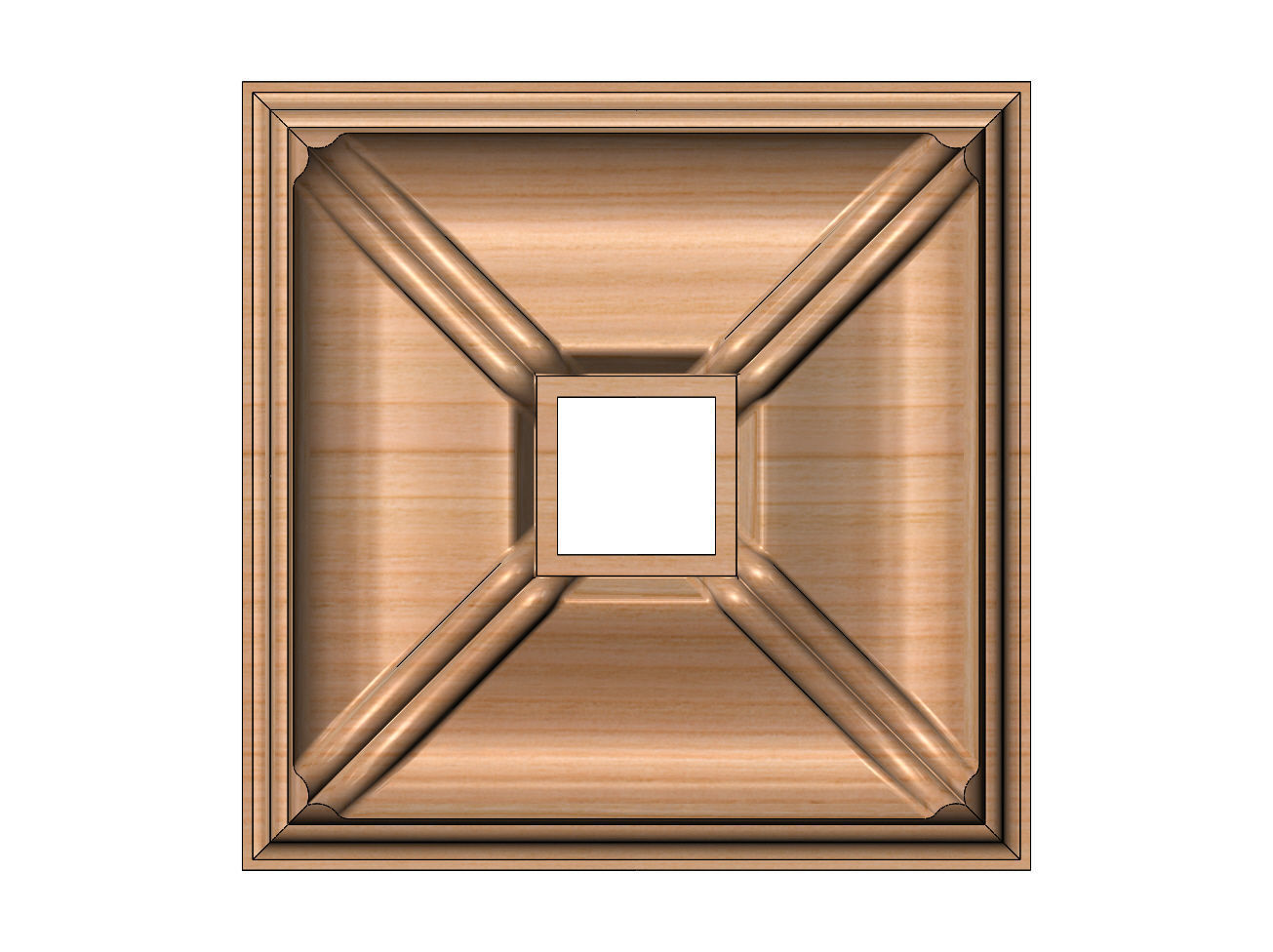 Double dome ribs square ceiling medallion rosette relief 3D print model_10