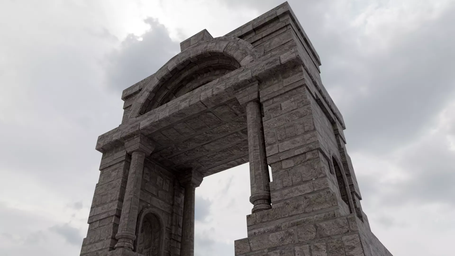 Roman Arch Door Low-poly 3D model_4