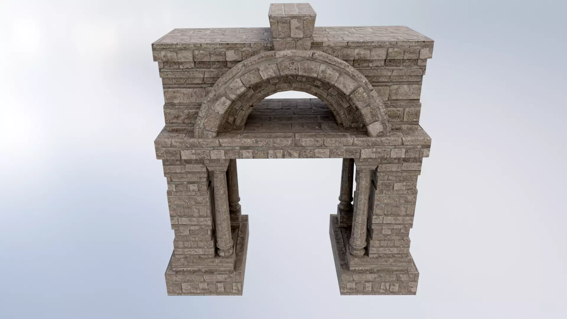 Roman Arch Door Low-poly 3D model_2