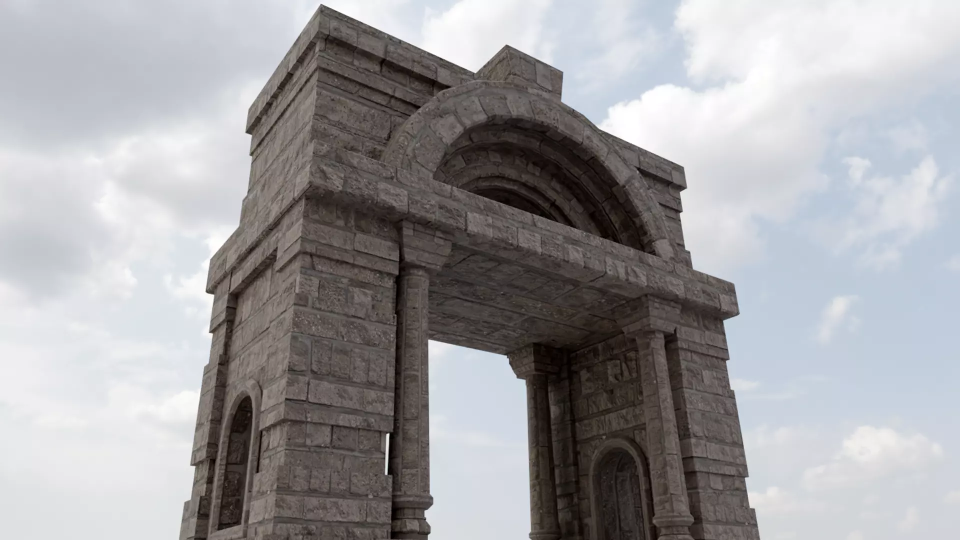 Roman Arch Door Low-poly 3D model_3