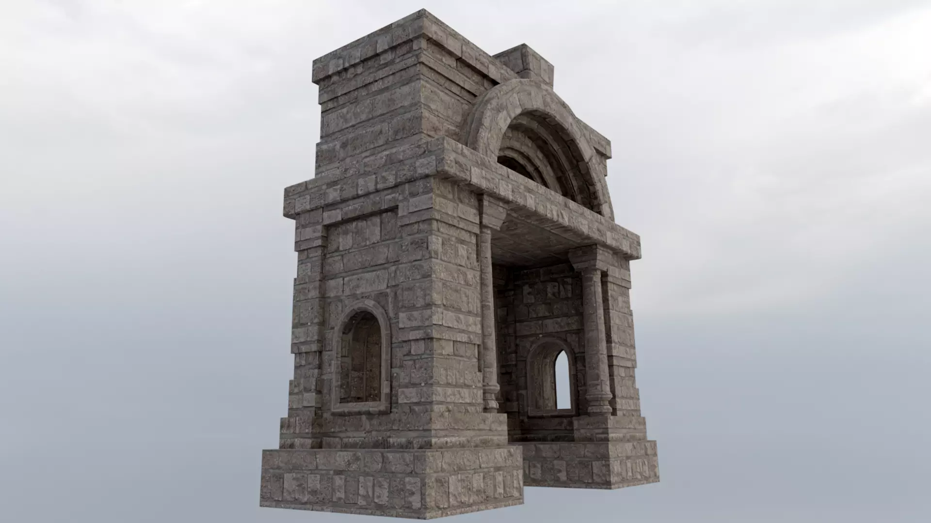 Roman Arch Door Low-poly 3D model_1