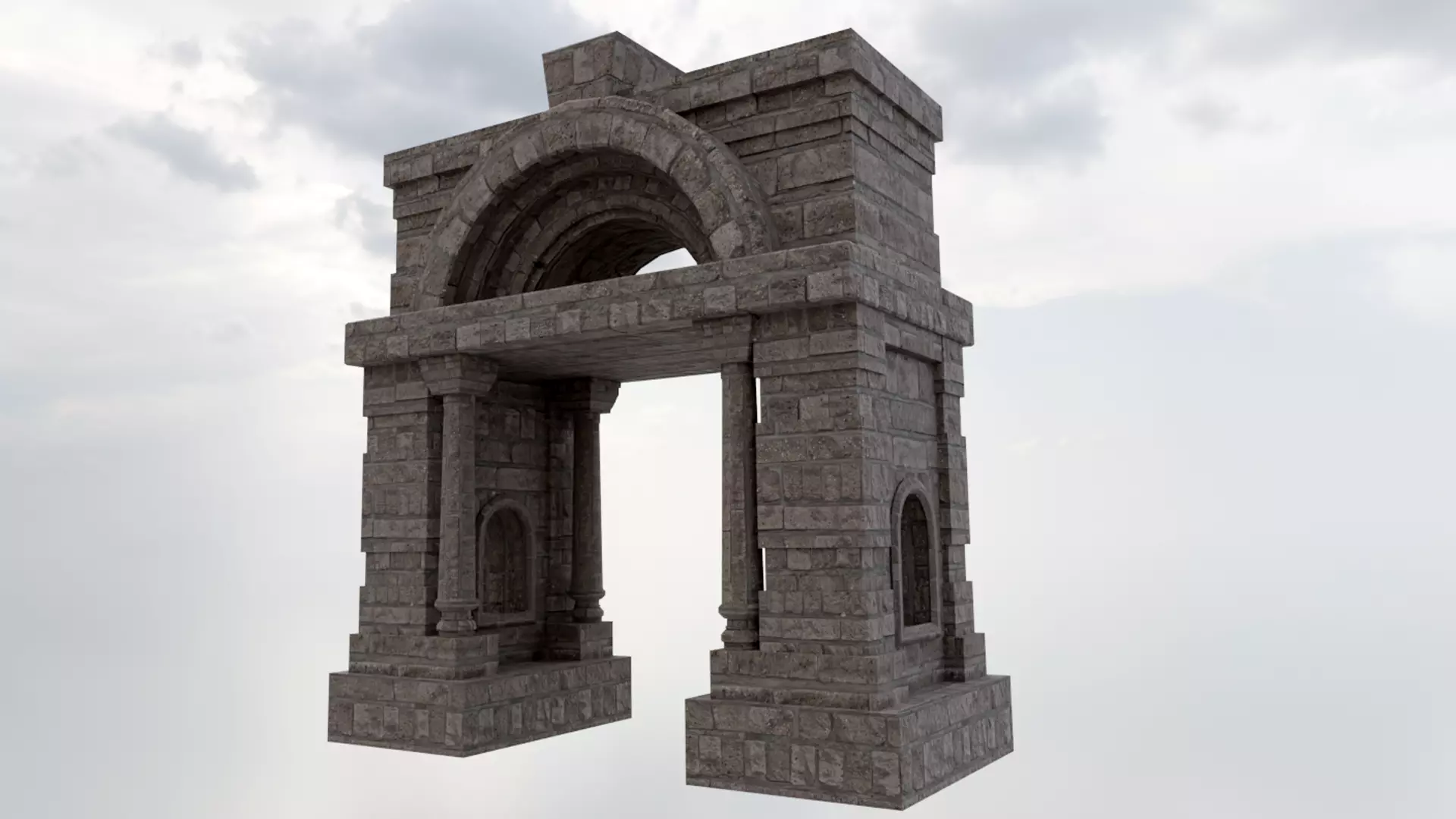 Roman Arch Door Low-poly 3D model_0