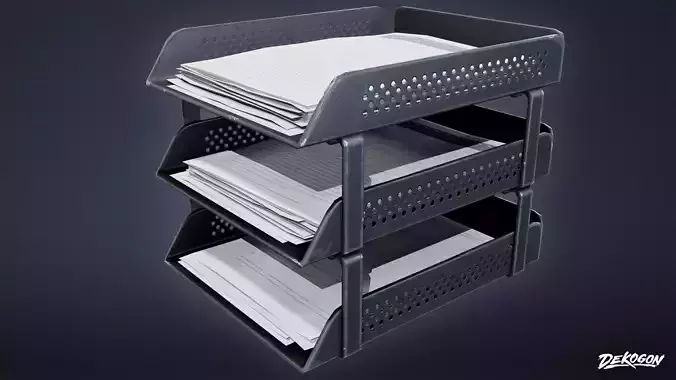 HIGH SCHOOL CLASSROOM - Paper Holder 01 - LOW POLY Low-poly 3D model
