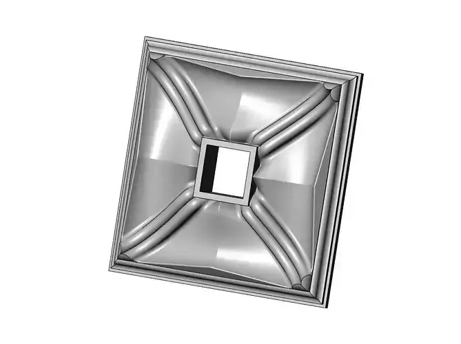 Faceted ribbed square ceiling medallion rosette relief