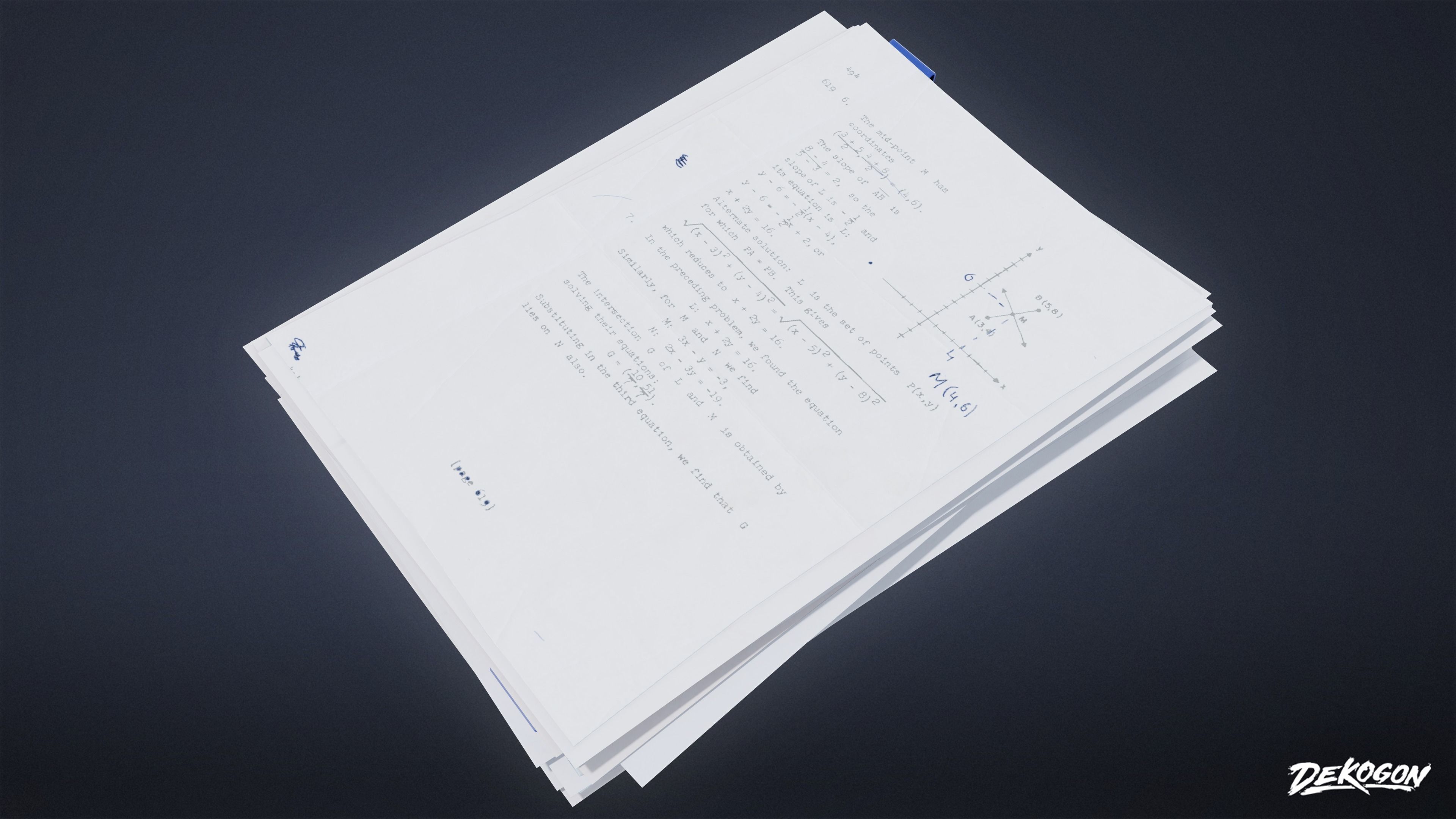 HIGH SCHOOL CLASSROOM - Paper Stacks 01 - LOW POLY Low-poly 3D model_6