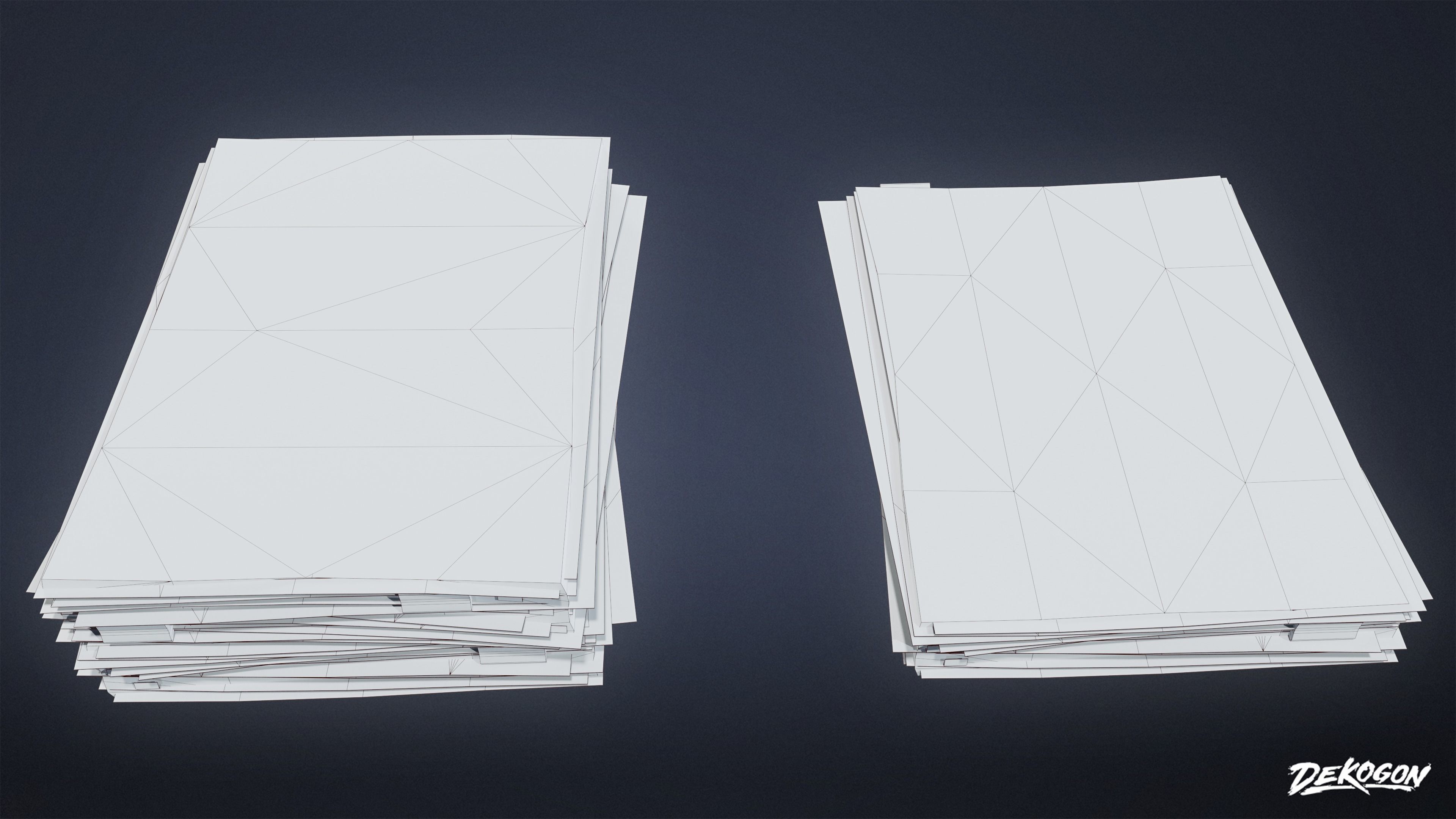 HIGH SCHOOL CLASSROOM - Paper Stacks 01 - LOW POLY Low-poly 3D model_9