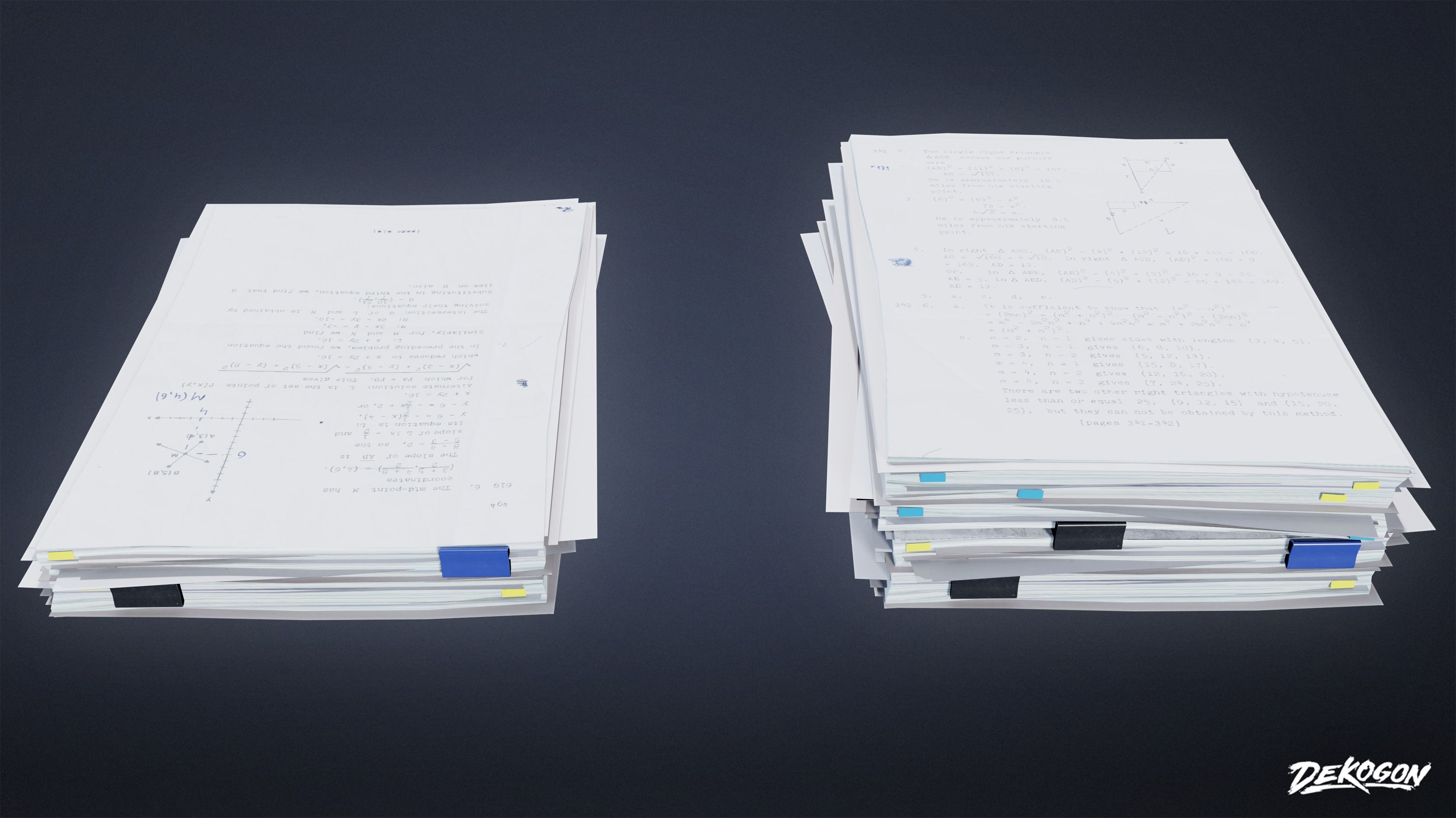 HIGH SCHOOL CLASSROOM - Paper Stacks 01 - LOW POLY Low-poly 3D model_1