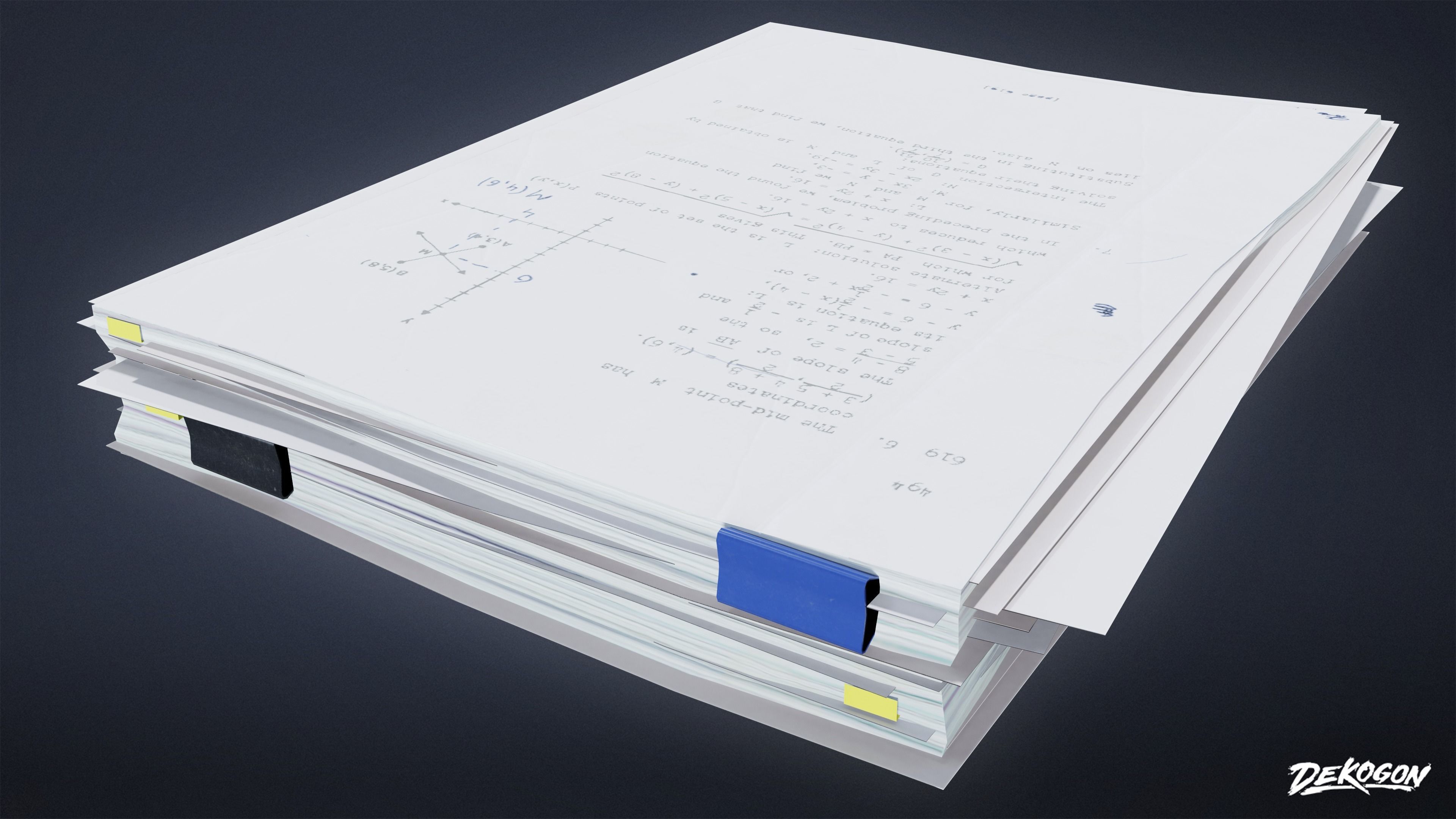 HIGH SCHOOL CLASSROOM - Paper Stacks 01 - LOW POLY Low-poly 3D model_5