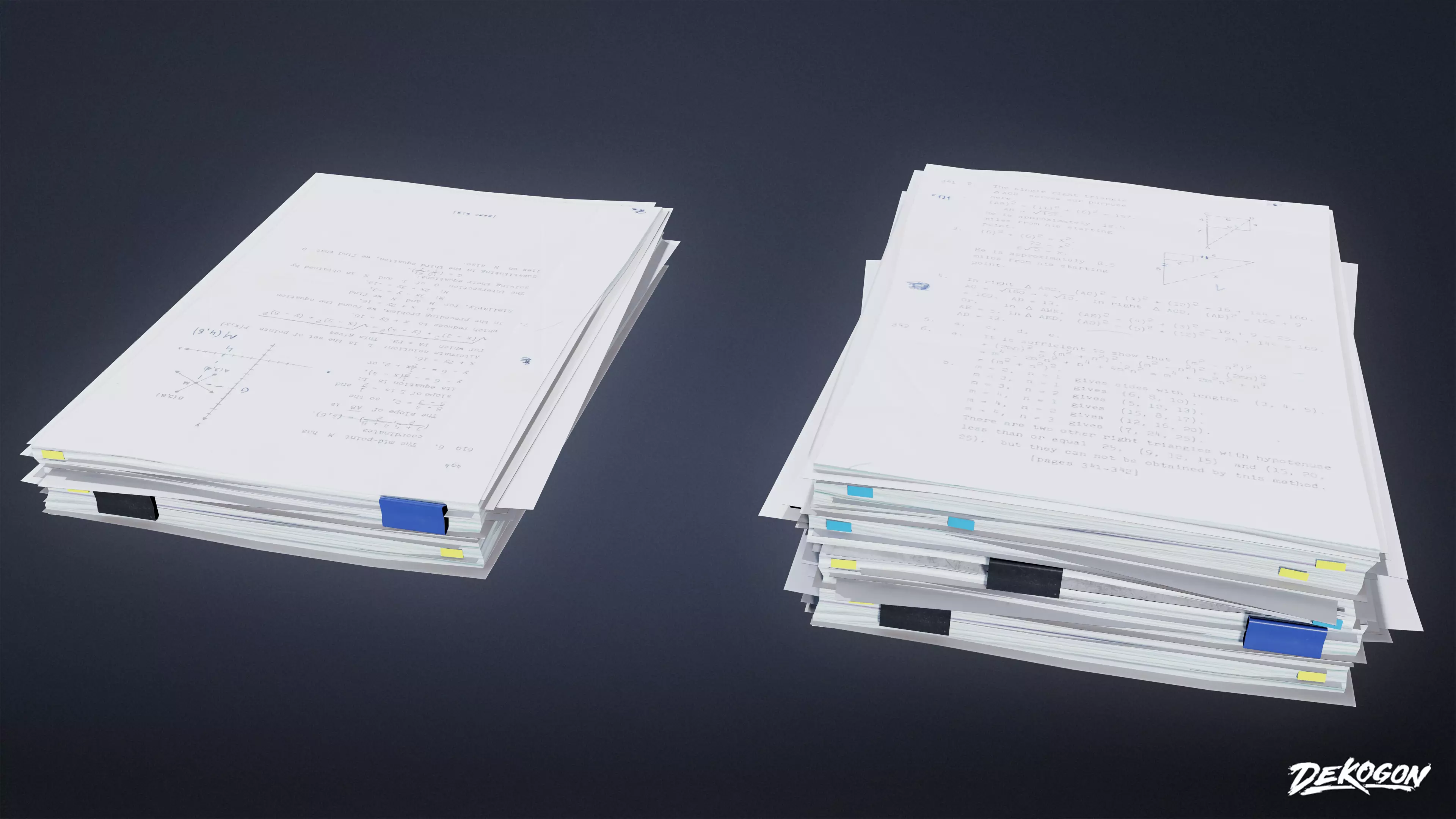 HIGH SCHOOL CLASSROOM - Paper Stacks 01 - LOW POLY Low-poly 3D model_0