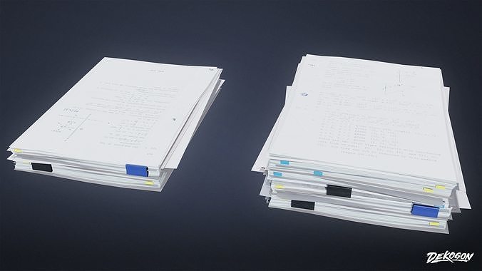 HIGH SCHOOL CLASSROOM - Paper Stacks 01 - LOW POLY Low-poly 3D model
