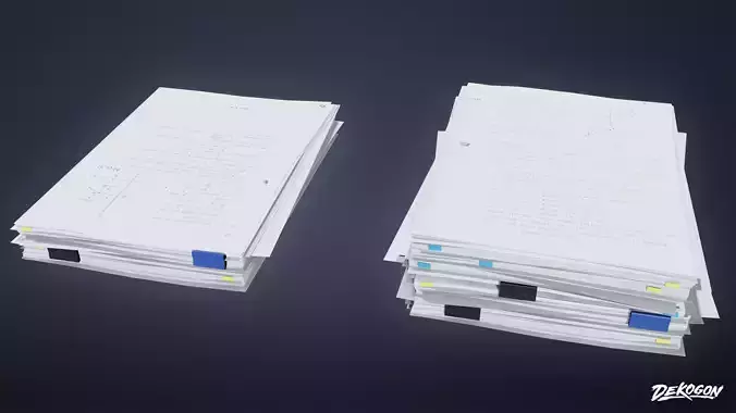 HIGH SCHOOL CLASSROOM - Paper Stacks 01 - LOW POLY