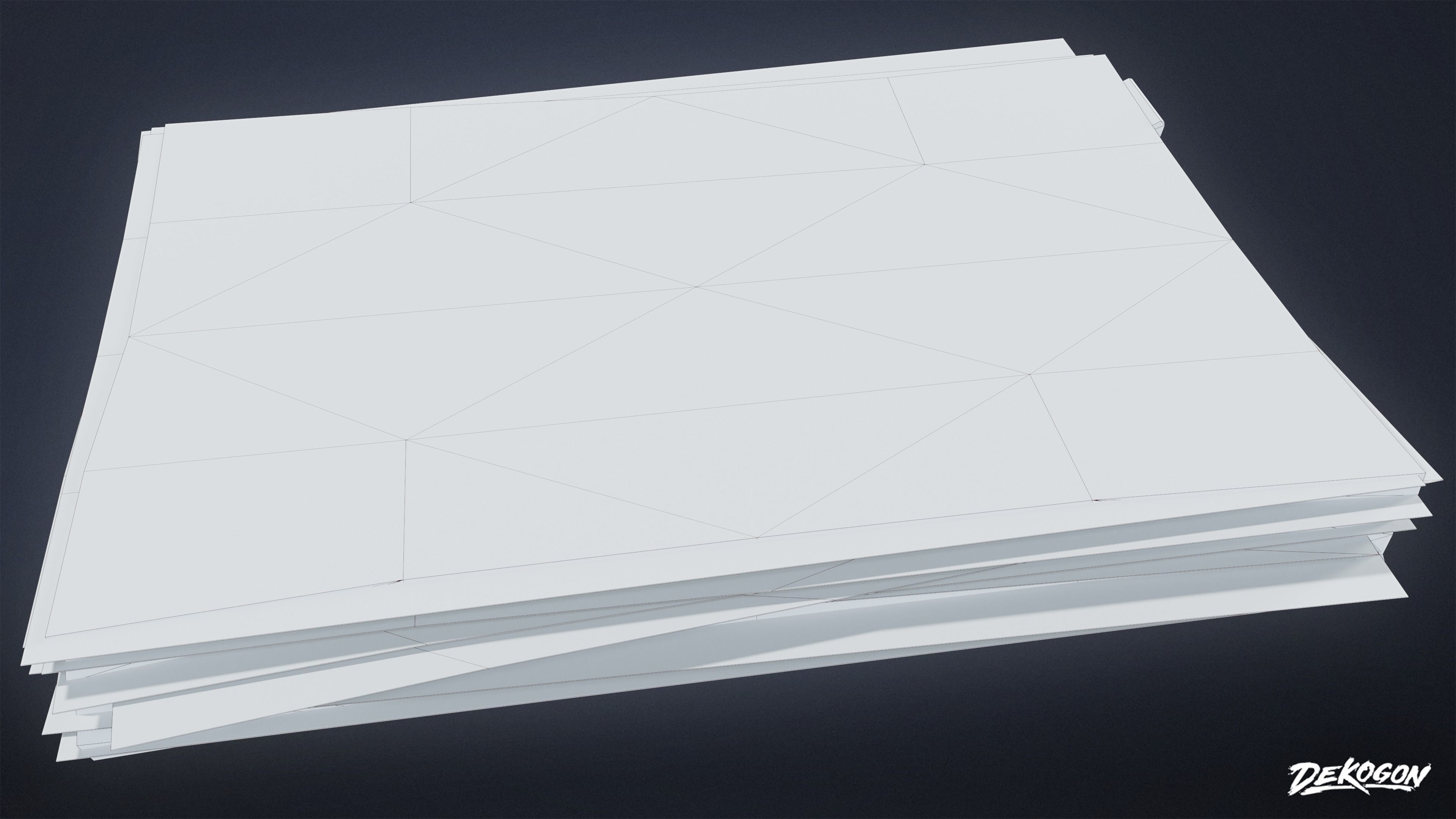 HIGH SCHOOL CLASSROOM - Paper Stacks 01 - LOW POLY Low-poly 3D model_7