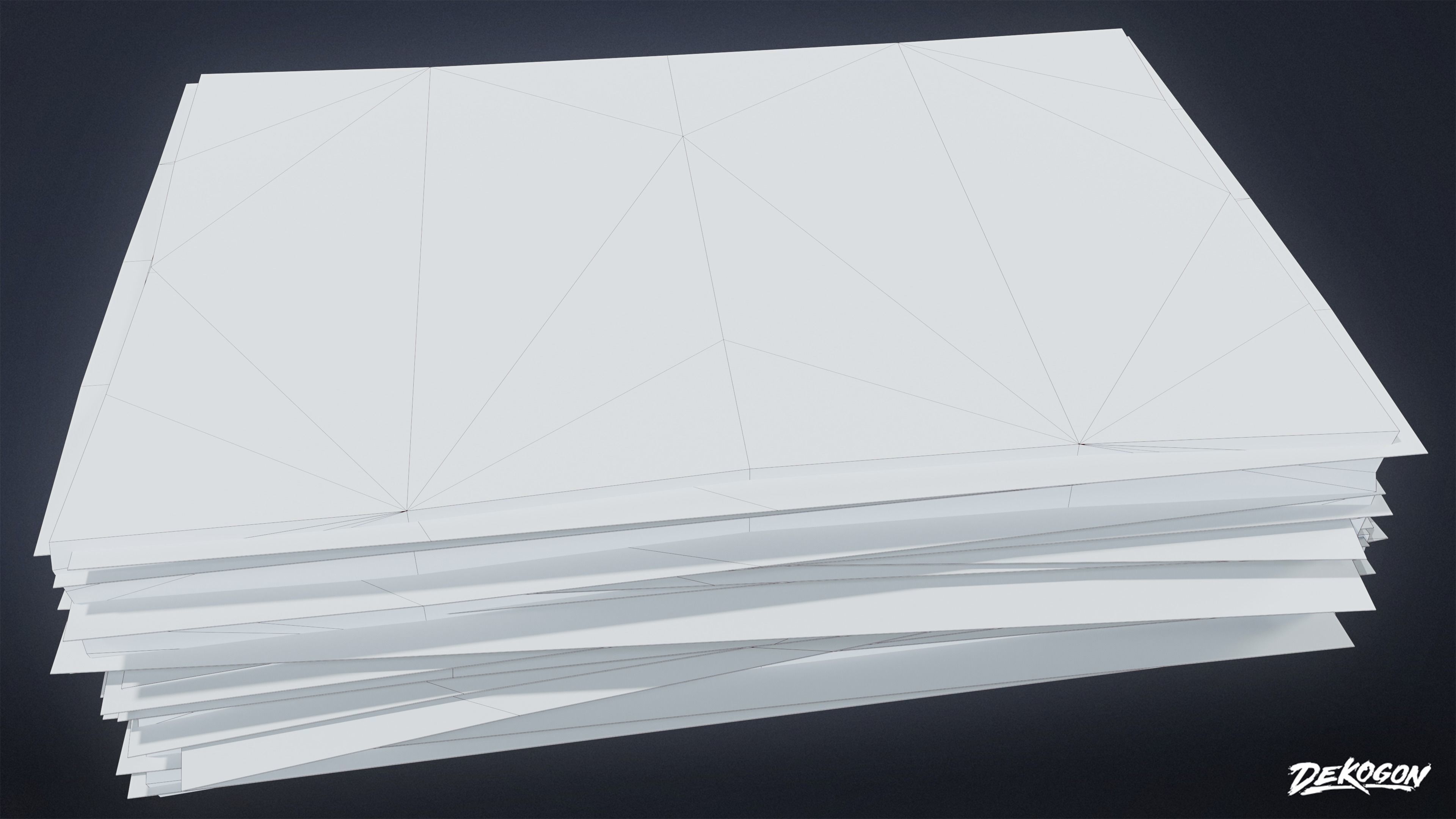 HIGH SCHOOL CLASSROOM - Paper Stacks 01 - LOW POLY Low-poly 3D model_8