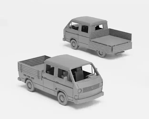 VW T3 Doka Double-cab - H0 scale van model kit 3D print model