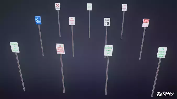 HIGH SCHOOL CLASSROOM - Parking Sign 01 - LOW POLY