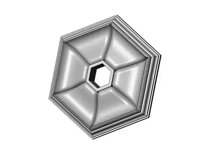 Split hexagonal curved ceiling medallion rosette relief