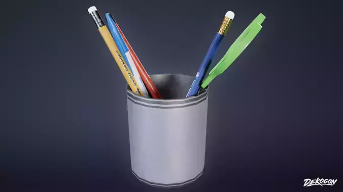 HIGH SCHOOL CLASSROOM - Pencil Jar 01 - LOW POLY