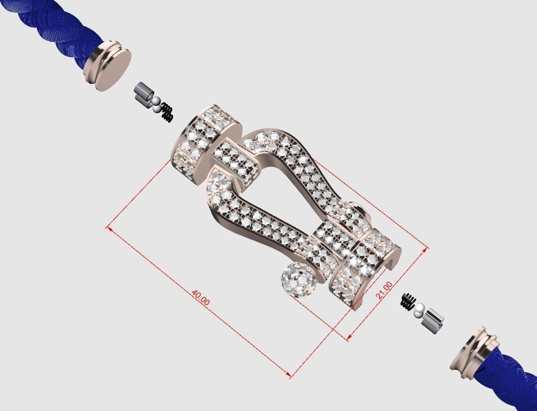 Force Extra Large XL Diamond bracelet 3D print model_4
