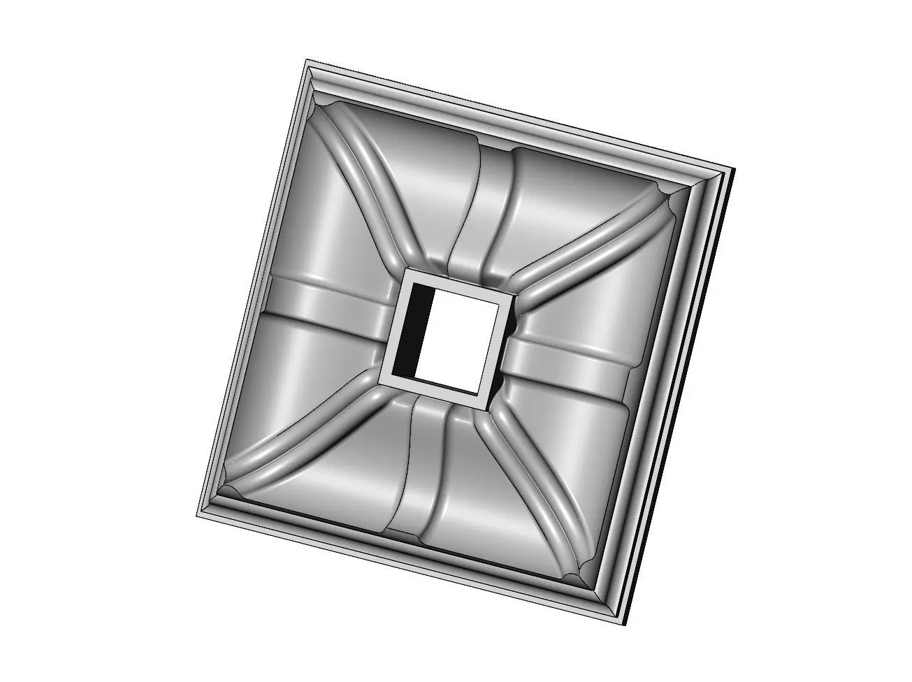 Stepped and ribs square ceiling medallion rosette relief 3D print model