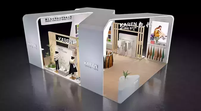 Booth Exhibition Stand Stall 10x8m Height 440cm 4 Open 3D model