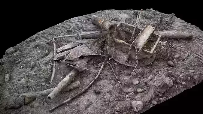 rusty pieces pipes debris pile photogrammetry