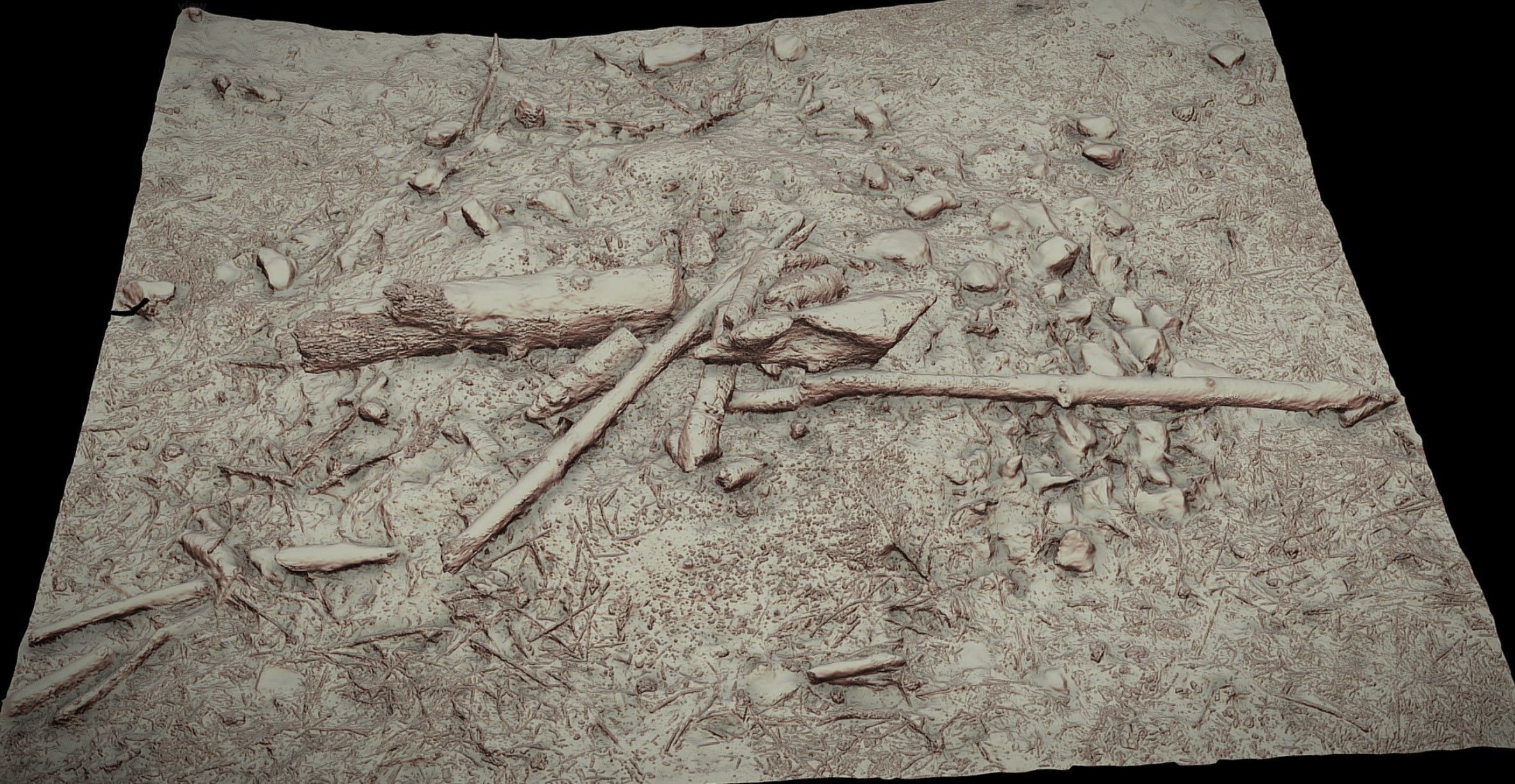 fireplace burned ground photogrammetry  Low-poly 3D model_3