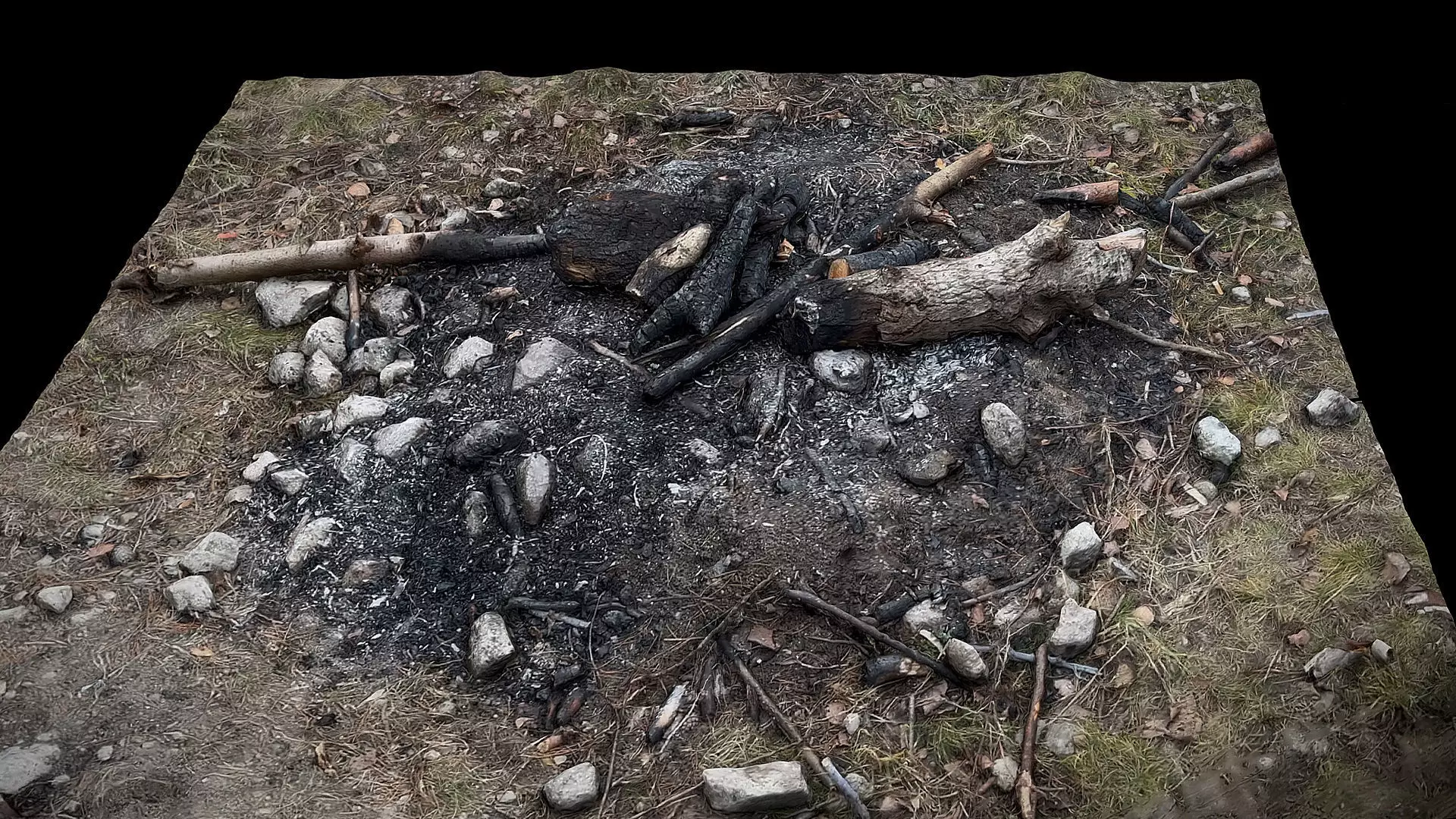 fireplace burned ground photogrammetry  Low-poly 3D model_0