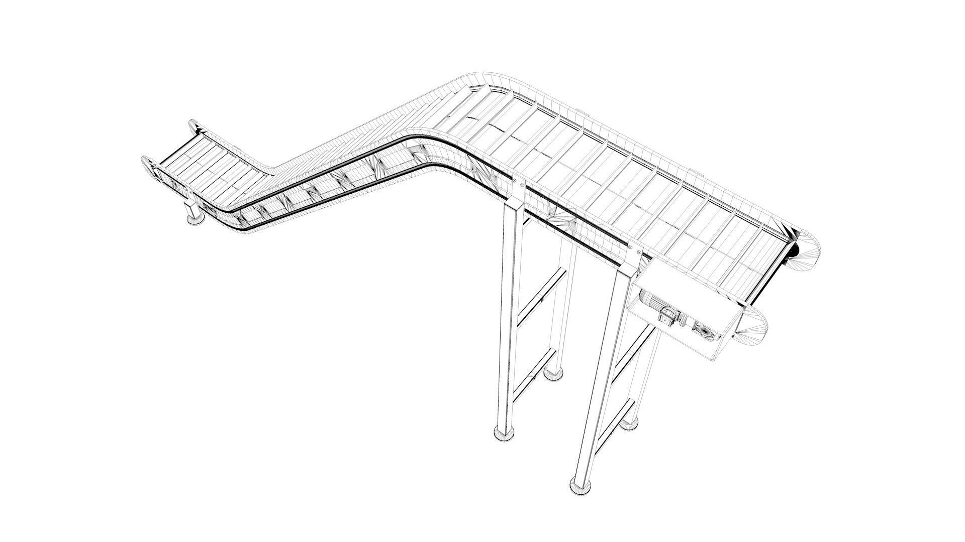 Z Type Conveyor Belt Adjustable and Rigged 3D model_76