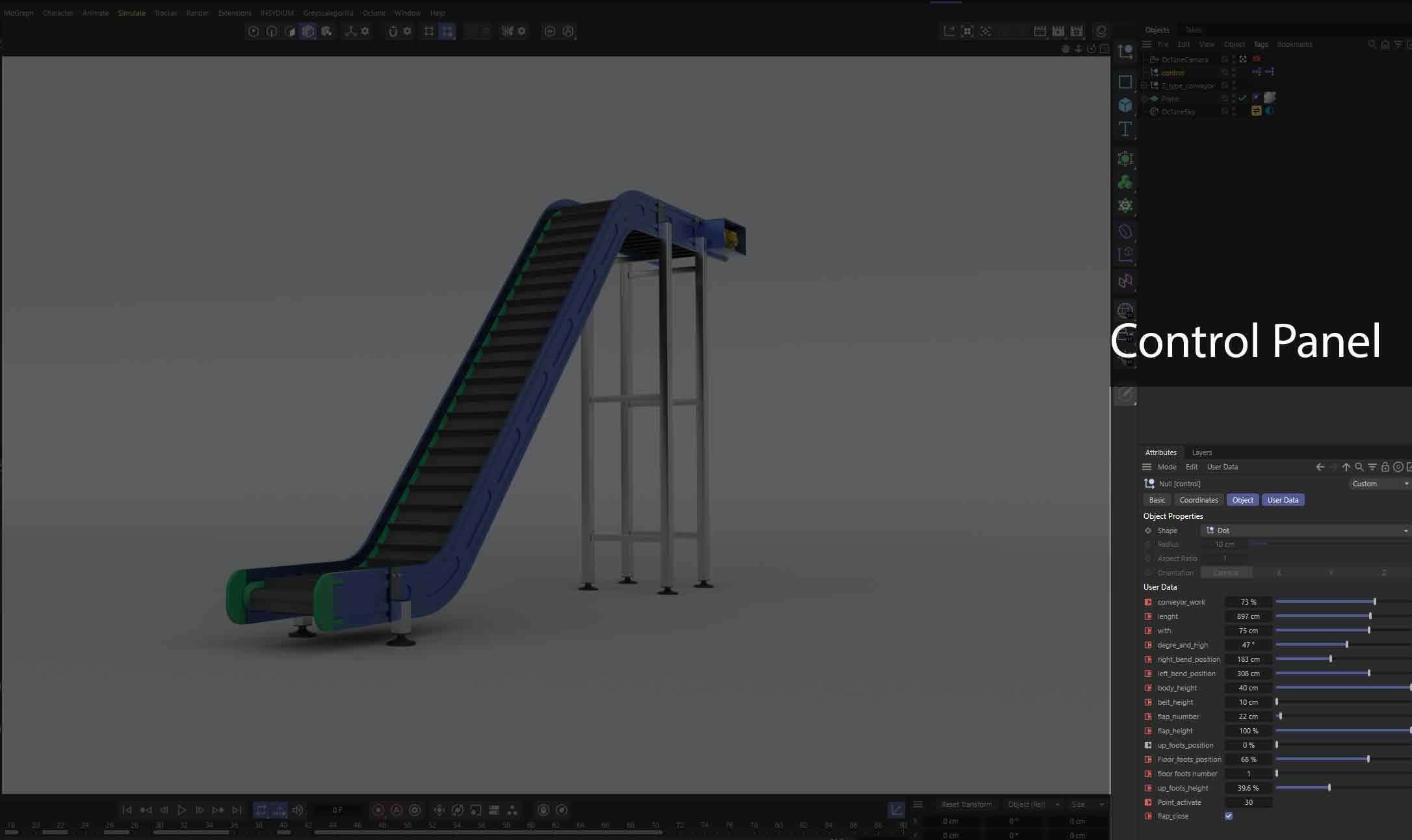 Z Type Conveyor Belt Adjustable and Rigged 3D model_73