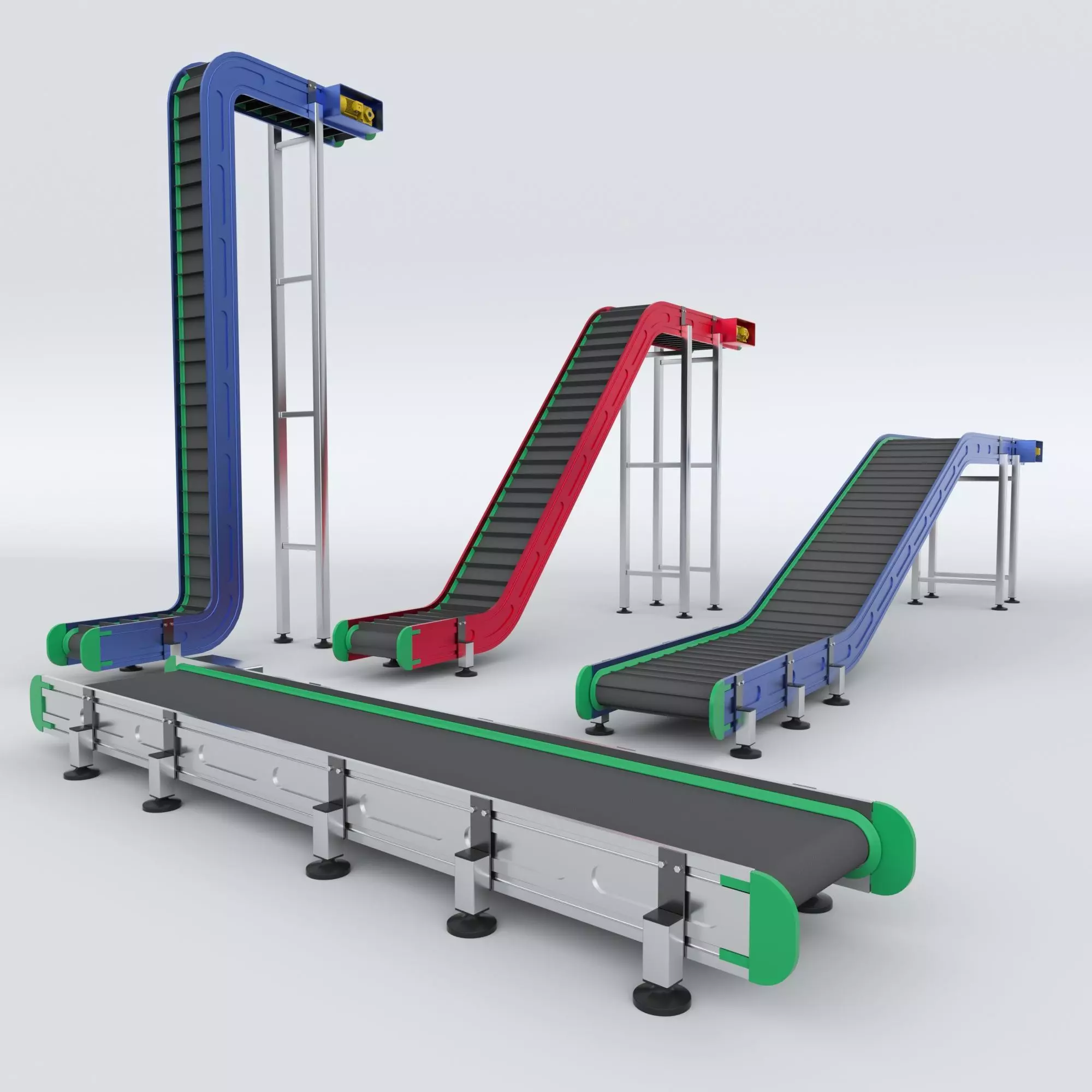 Z Type Conveyor Belt Adjustable and Rigged 3D model_0