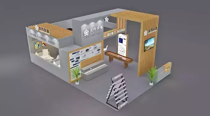 Booth Exhibition Stand Stall 10mx640cm H 440cm 4 Open 3D model