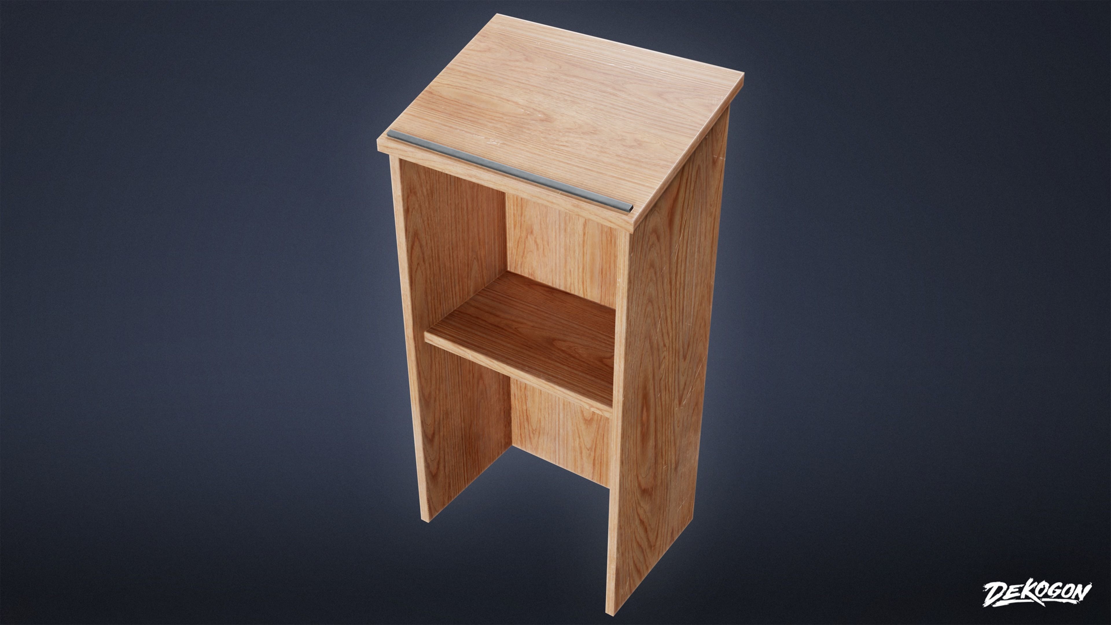 HIGH SCHOOL CLASSROOM - Podium 01 - LOW POLY Low-poly 3D model_4