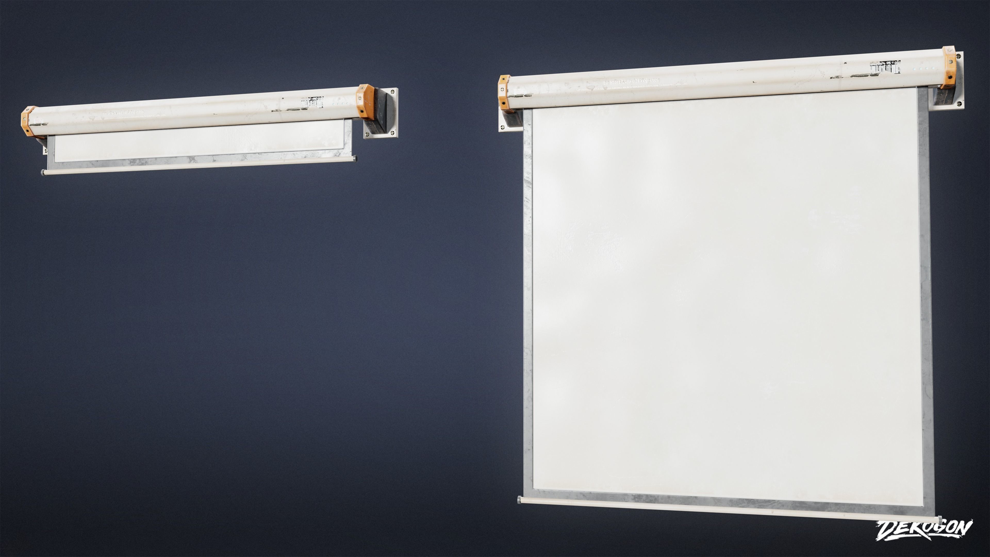 HIGH SCHOOL CLASSROOM - Projector Screen 01 - LOW POLY Low-poly 3D model_1