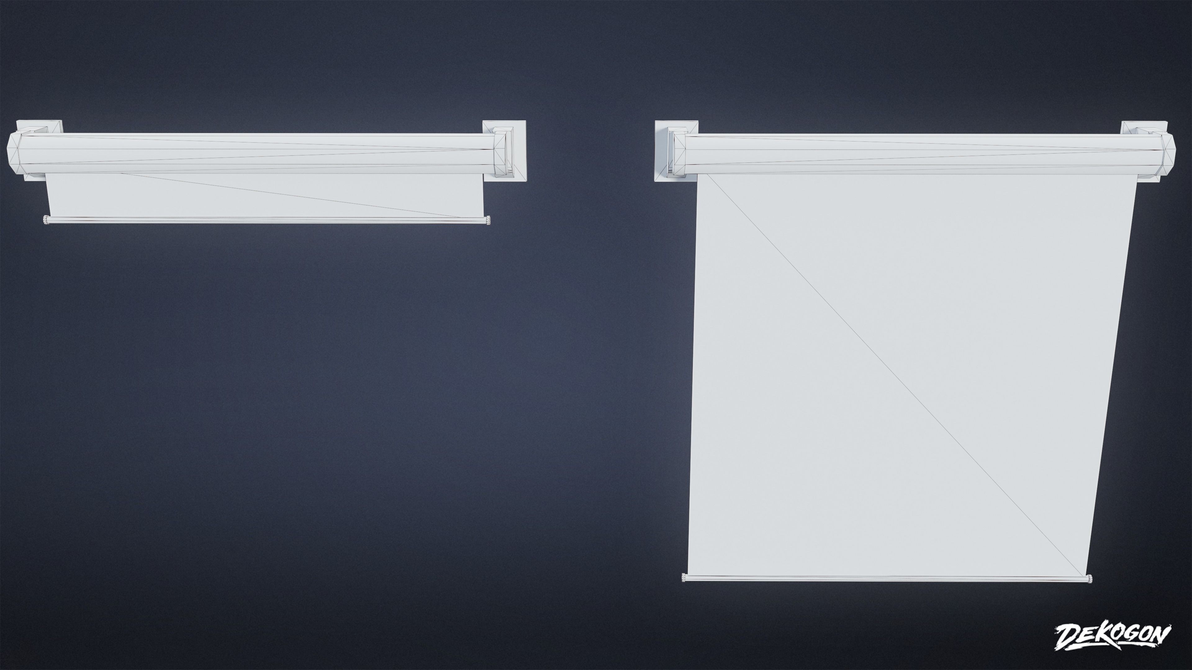 HIGH SCHOOL CLASSROOM - Projector Screen 01 - LOW POLY Low-poly 3D model_9