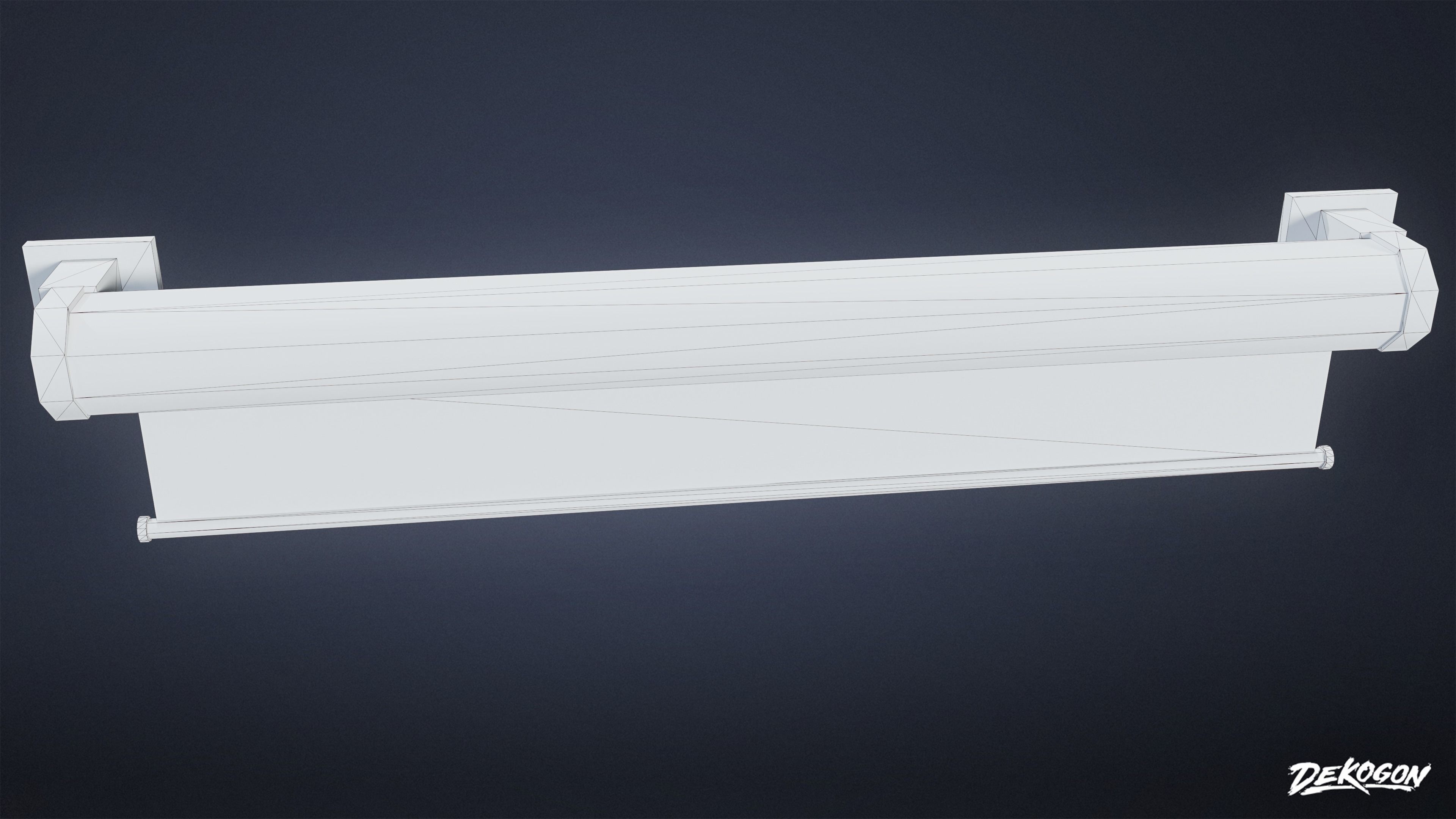 HIGH SCHOOL CLASSROOM - Projector Screen 01 - LOW POLY Low-poly 3D model_7