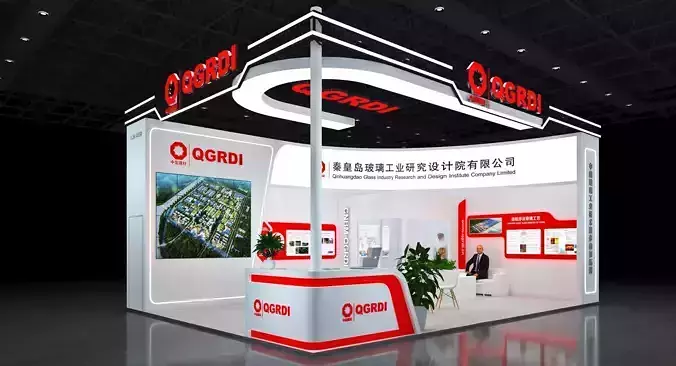  Booth Exhibition Stand Stall 950cmx9m H 440cm 2 Open 3D model