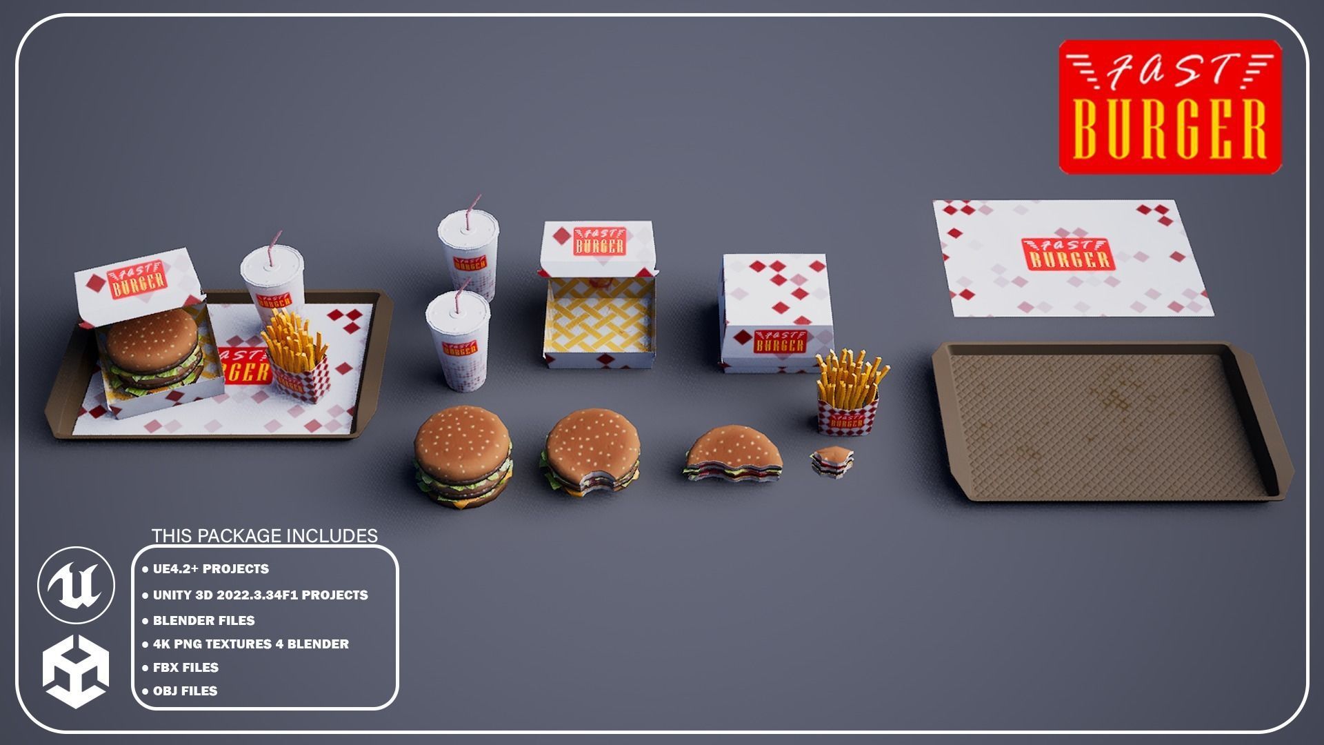 Big Burger - Package Low-poly 3D model_2