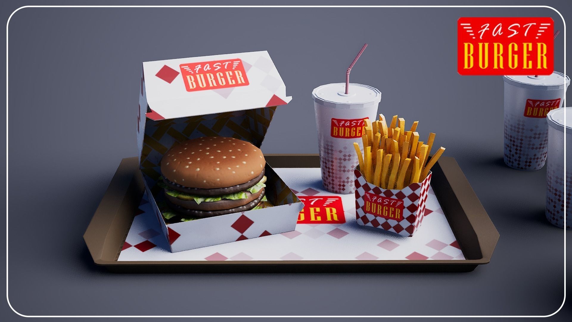 Big Burger - Package Low-poly 3D model_3
