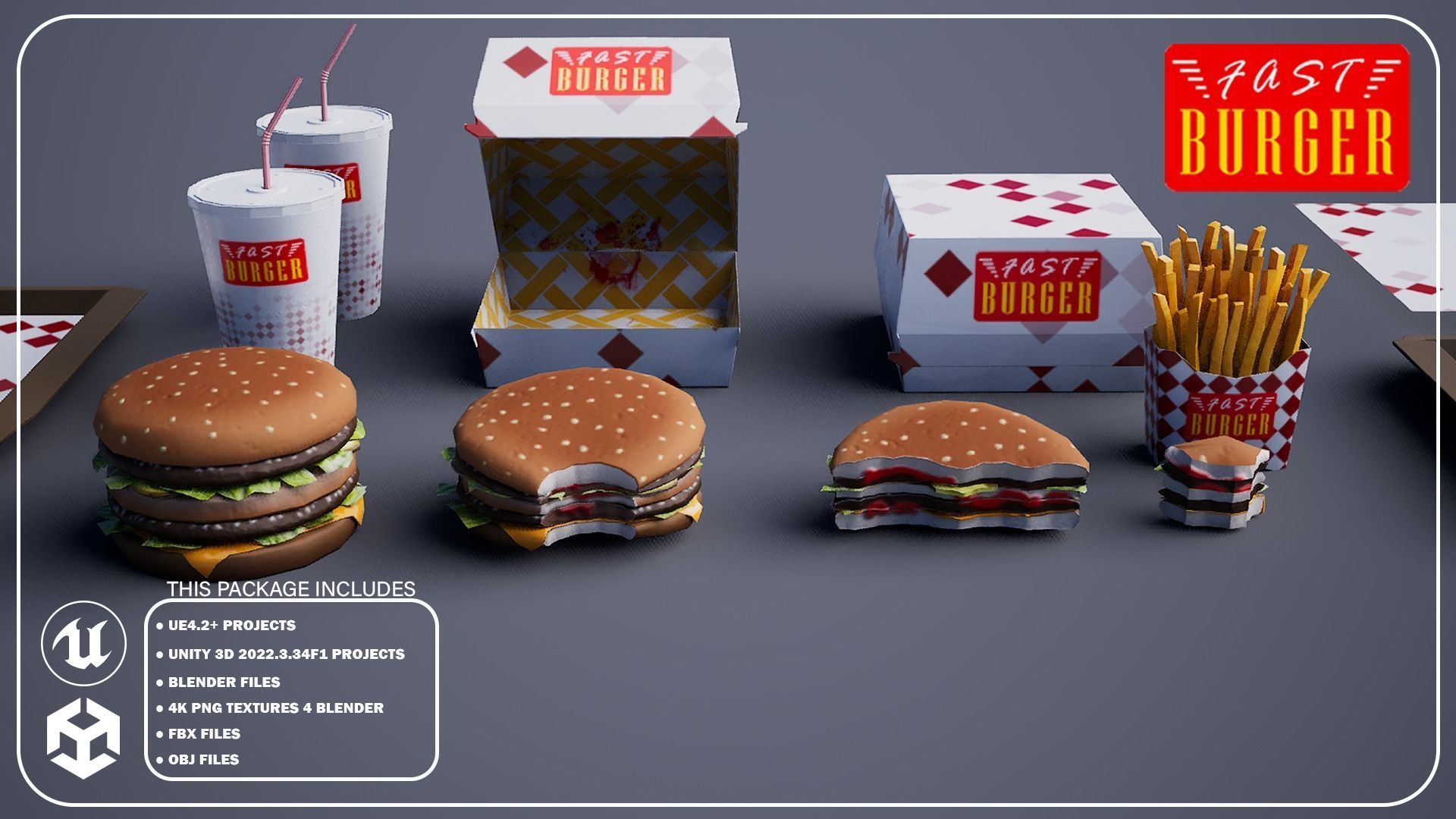 Big Burger - Package Low-poly 3D model_1