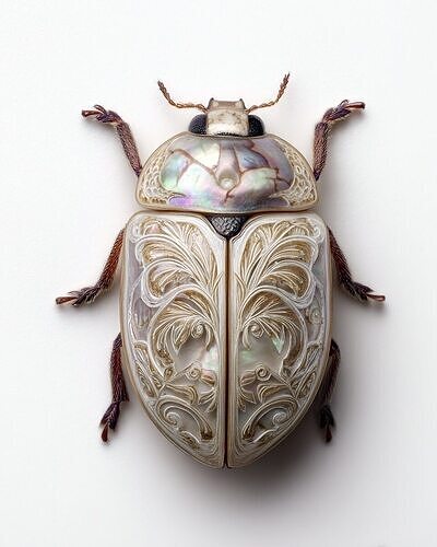 Engraved Iridescent Beetle 3D Model 3D model