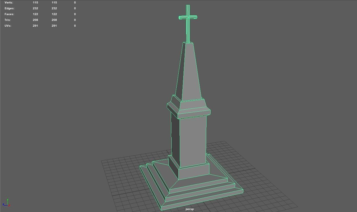 Tombstone Low-poly 3D model_4