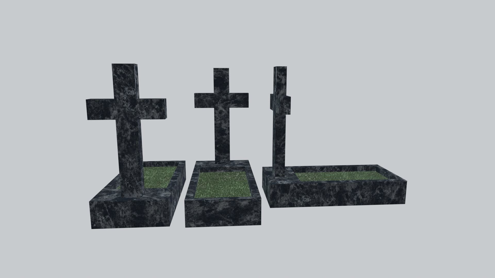 Graves and tombstones pack Low-poly 3D model_11