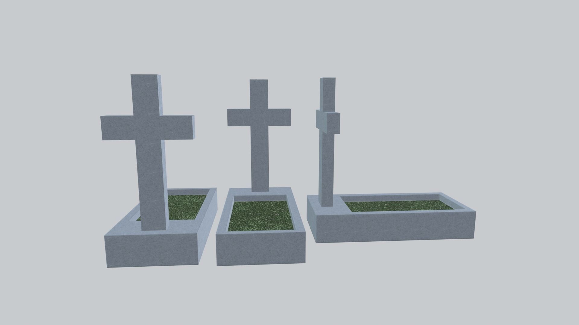 Graves and tombstones pack Low-poly 3D model_7
