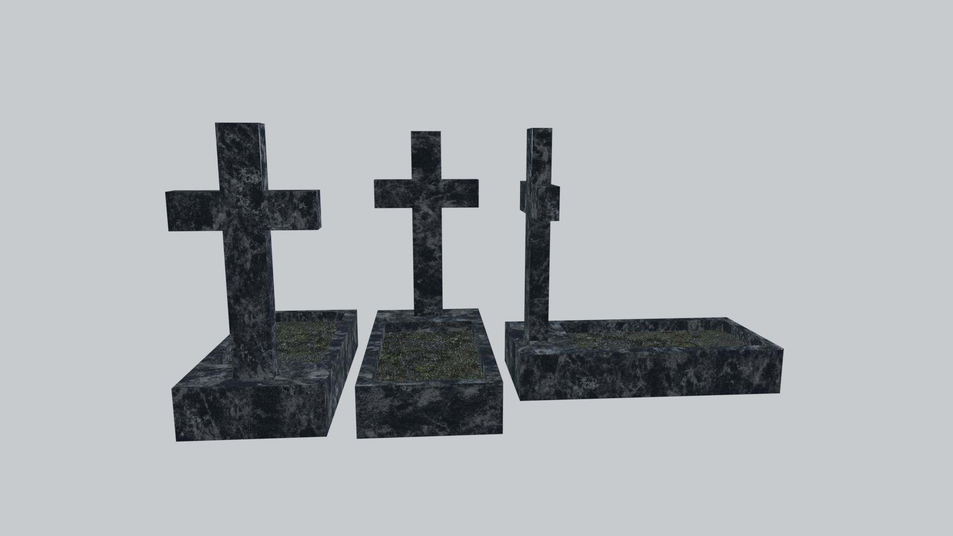 Graves and tombstones pack Low-poly 3D model_13