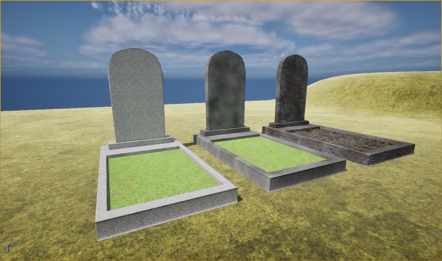 Graves and tombstones pack Low-poly 3D model_1