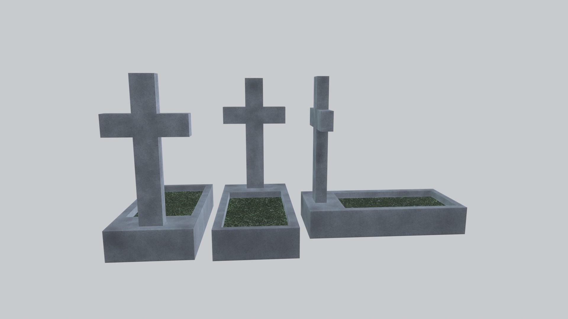 Graves and tombstones pack Low-poly 3D model_8