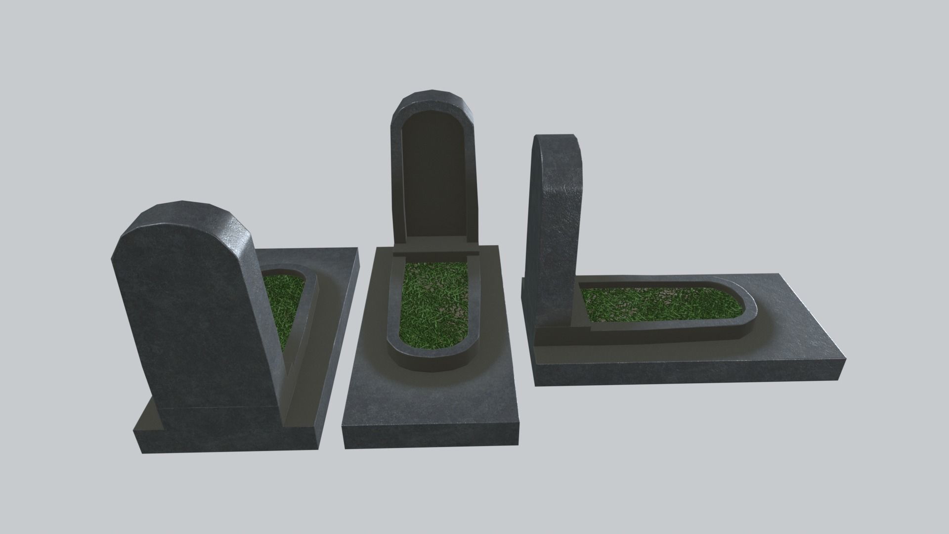 Graves and tombstones pack Low-poly 3D model_16